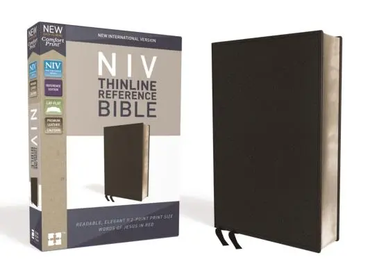 NIV, Thinline Reference Bible, Premium Bonded Leather, Black, Red Letter Edition, Comfort Print