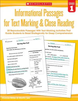 Passages informatifs pour le marquage de texte et la lecture attentive : Grade 1 : 20 passages reproductibles avec des activités de marquage de texte qui guident les étudiants à lire de près. - Informational Passages for Text Marking & Close Reading: Grade 1: 20 Reproducible Passages with Text-Marking Activities That Guide Students to Read St