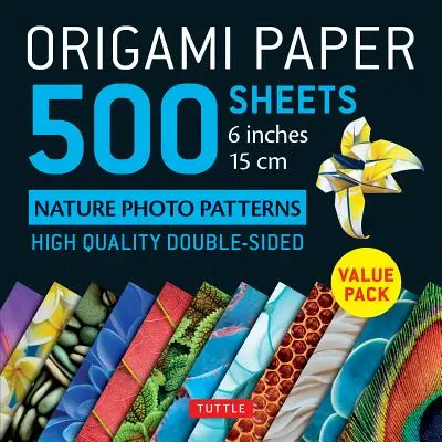 Papier Origami 500 feuilles Nature Photo Patterns 6 (15 CM) : Tuttle Origami Paper : Feuilles d'Origami double face de haute qualité imprimées avec 12 motifs différents. - Origami Paper 500 Sheets Nature Photo Patterns 6 (15 CM): Tuttle Origami Paper: High-Quality Double-Sided Origami Sheets Printed with 12 Different Des