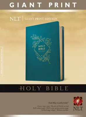 Holy Bible, Giant Print NLT (lettre rouge, cuir, bleu sarcelle) - Holy Bible, Giant Print NLT (Red Letter, Leatherlike, Teal Blue)