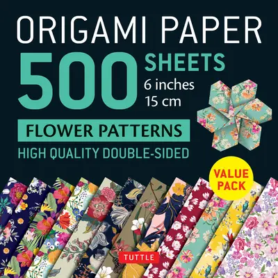 Papier Origami 500 feuilles motifs fleurs 6 (15 CM) : Tuttle Papier Origami : Feuilles d'Origami double-face de haute qualité imprimées avec 12 motifs différents. - Origami Paper 500 Sheets Flower Patterns 6 (15 CM): Tuttle Origami Paper: High-Quality Double-Sided Origami Sheets Printed with 12 Different Patterns