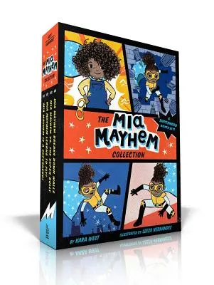 La collection Mia Mayhem : Mia Mayhem est une super-héroïne ; Mia Mayhem apprend à voler ; Mia Mayhem contre le super tyran ; Mia Mayhem brise les murs - The Mia Mayhem Collection: Mia Mayhem Is a Superhero!; Mia Mayhem Learns to Fly!; Mia Mayhem vs. the Super Bully; Mia Mayhem Breaks Down Walls