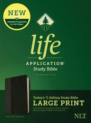 NLT Life Application Study Bible, troisième édition, gros caractères (simili-cuir, noir/onyx) - NLT Life Application Study Bible, Third Edition, Large Print (Leatherlike, Black/Onyx)