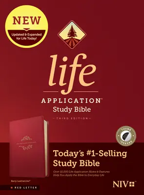 NIV Life Application Study Bible, troisième édition (lettre rouge, cuir, berry, index) - NIV Life Application Study Bible, Third Edition (Red Letter, Leatherlike, Berry, Indexed)