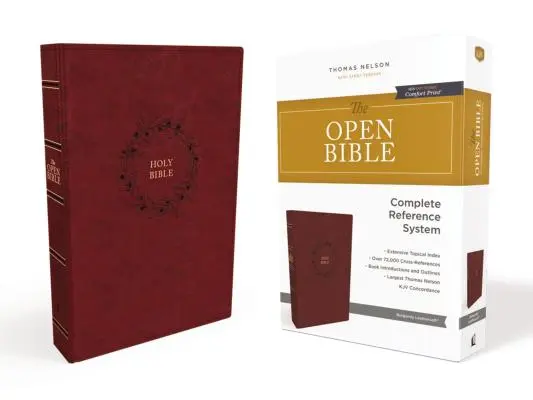 KJV, Open Bible, Leathersoft, Burgundy, Red Letter Edition, Comfort Print : Système de référence complet - The Kjv, Open Bible, Leathersoft, Burgundy, Red Letter Edition, Comfort Print: Complete Reference System