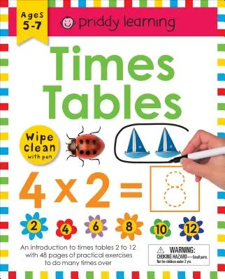 Cahier d'exercices à effacer : Tables de l'heure (reliure spirale fermée) : 6 ans et plus ; effaçable avec stylo et cartes flash - Wipe Clean Workbook: Times Tables (Enclosed Spiral Binding): Ages 6+; Wipe-Clean with Pen & Flash Cards