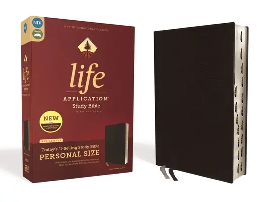 Niv, Life Application Study Bible, troisième édition, format personnel, cuir collé, noir, indexé, édition en lettres rouges - Niv, Life Application Study Bible, Third Edition, Personal Size, Bonded Leather, Black, Indexed, Red Letter Edition