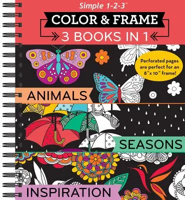 Color & Frame - 3 livres en 1 - Animaux, Saisons, Inspiration (Livre de coloriage pour adultes) - Color & Frame - 3 Books in 1 - Animals, Seasons, Inspiration (Adult Coloring Book)