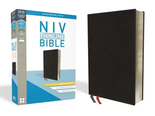 NIV, Bible Thinline, impression géante, cuir collé, noire, indexée, édition en lettres rouges - NIV, Thinline Bible, Giant Print, Bonded Leather, Black, Indexed, Red Letter Edition