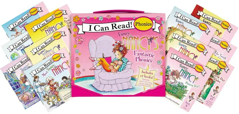 Fancy Nancy's 12-Book Fantastic Phonics Fun ! Comprend 12 mini-livres sur les voyelles courtes et longues - Fancy Nancy's 12-Book Fantastic Phonics Fun!: Includes 12 Mini-Books Featuring Short and Long Vowel Sounds