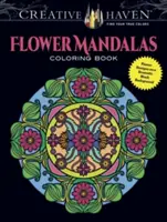 Livre de coloriage Creative Haven Flower Mandalas : Des motifs étonnants sur un fond noir dramatique - Creative Haven Flower Mandalas Coloring Book: Stunning Designs on a Dramatic Black Background