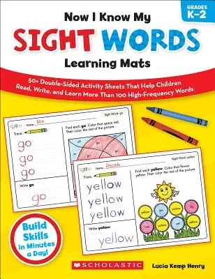 Tapis d'apprentissage pour les mots visuels, de la maternelle à la 2e année du primaire - Now I Know My Sight Words Learning Mats, Grades K-2