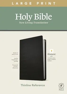 NLT Bible de référence en gros caractères, édition à filament (lettre rouge, cuir, noir) - NLT Large Print Thinline Reference Bible, Filament Enabled Edition (Red Letter, Leatherlike, Black)