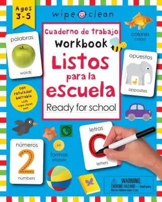 Wipe Clean : Cahier d'exercices bilingue Prêt pour l'école : 3-5 ans ; avec stylo Wipe Clean - Wipe Clean: Bilingual Workbook Ready for School: Ages 3-5; With Wipe Clean Pen