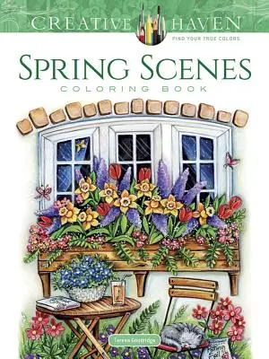 Livre à colorier Creative Haven - Scènes de printemps - Creative Haven Spring Scenes Coloring Book