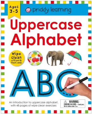 Wipe Clean Workbook : Alphabet en majuscules (reliure spirale fermée) : Ages 3-6 ; Wipe-Clean avec stylo et cartes flash - Wipe Clean Workbook: Uppercase Alphabet (Enclosed Spiral Binding): Ages 3-6; Wipe-Clean with Pen & Flash Cards