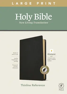 NLT Large Print Thinline Reference Bible, Filament Enabled Edition (lettre rouge, cuir véritable, noir, index) - NLT Large Print Thinline Reference Bible, Filament Enabled Edition (Red Letter, Genuine Leather, Black, Indexed)