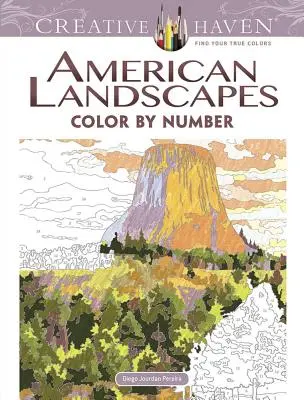 Livre à colorier « Paysages américains » de Creative Haven - Creative Haven American Landscapes Color by Number Coloring Book