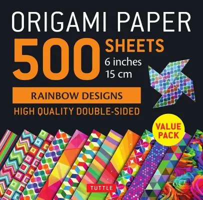 Origami Paper 500 Sheets Rainbow Patterns 6 (15 CM) : Tuttle Origami Paper : Feuilles d'Origami double face de haute qualité imprimées avec 12 motifs différents - Origami Paper 500 Sheets Rainbow Patterns 6 (15 CM): Tuttle Origami Paper: High-Quality Double-Sided Origami Sheets Printed with 12 Different Designs