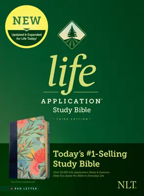 NLT Life Application Study Bible, troisième édition (lettre rouge, similicuir, fleur de sarcelle) - NLT Life Application Study Bible, Third Edition (Red Letter, Leatherlike, Teal Floral)