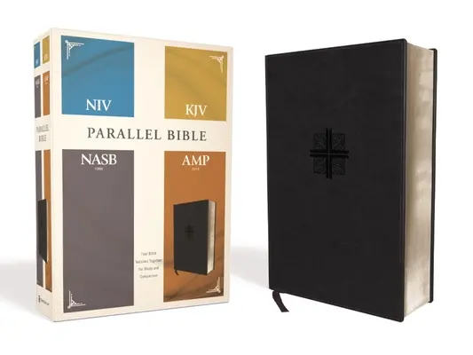 Niv, Kjv, Nasb, Amplified, Bible parallèle, Leathersoft, noire : Quatre versions de la Bible réunies pour l'étude et la comparaison - Niv, Kjv, Nasb, Amplified, Parallel Bible, Leathersoft, Black: Four Bible Versions Together for Study and Comparison