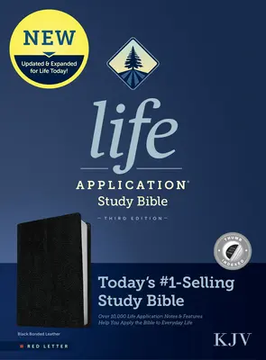 Bible d'application de la vie KJV, troisième édition (lettre rouge, cuir collé, noir, index) - KJV Life Application Study Bible, Third Edition (Red Letter, Bonded Leather, Black, Indexed)