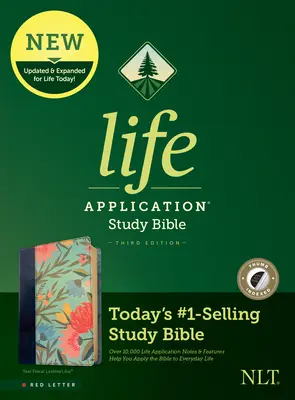 NLT Life Application Study Bible, troisième édition (lettre rouge, cuir, fleur de sarcelle, index) - NLT Life Application Study Bible, Third Edition (Red Letter, Leatherlike, Teal Floral, Indexed)