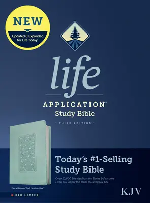 KJV Life Application Study Bible, troisième édition (lettre rouge, similicuir, cadre floral sarcelle) - KJV Life Application Study Bible, Third Edition (Red Letter, Leatherlike, Floral Frame Teal)