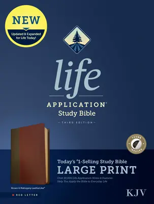 KJV Life Application Study Bible, troisième édition, gros caractères (lettres rouges, similicuir, marron/acajou, index) - KJV Life Application Study Bible, Third Edition, Large Print (Red Letter, Leatherlike, Brown/Mahogany, Indexed)