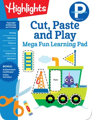 Blocs d'apprentissage « Cut, Paste, and Play » pour les enfants d'âge préscolaire - Preschool Cut, Paste, and Play Mega Fun Learning Pad