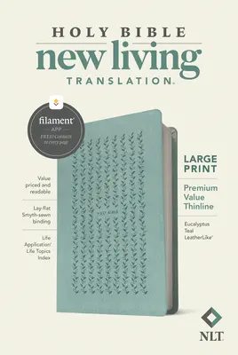 NLT Large Print Premium Value Thinline Bible, Filament Enabled Edition (simili-cuir, sarcelle d'eucalyptus) - NLT Large Print Premium Value Thinline Bible, Filament Enabled Edition (Leatherlike, Eucalyptus Teal)