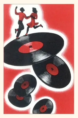 Vintage Journal Couple dansant sur des disques vinyles - Vintage Journal Couple Dancing on Vinyl Records