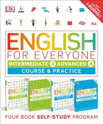 English for Everyone : Intermediate and Advanced Box Set : Cours et livres de pratique Programme d'auto-apprentissage en quatre livres - English for Everyone: Intermediate and Advanced Box Set: Course and Practice Books Four-Book Self-Study Program