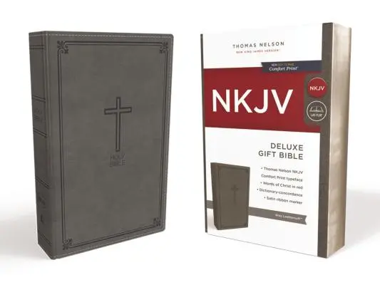 NKJV, Bible de luxe, simili cuir, grise, édition en lettres rouges - NKJV, Deluxe Gift Bible, Imitation Leather, Gray, Red Letter Edition