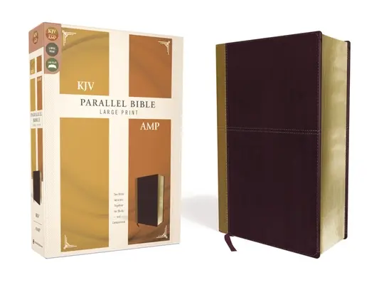 KJV, Amplified, Parallel Bible, Large Print, Leathersoft, Tan/Burgundy, Red Letter Edition : Deux versions de la Bible réunies pour l'étude et la comparaison - KJV, Amplified, Parallel Bible, Large Print, Leathersoft, Tan/Burgundy, Red Letter Edition: Two Bible Versions Together for Study and Comparison