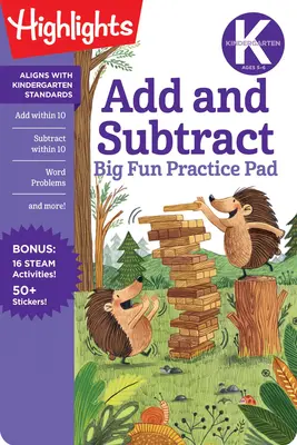 Addition et soustraction : un bloc d'exercices très amusant pour le jardin d'enfants - Kindergarten Add and Subtract Big Fun Practice Pad