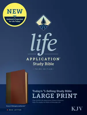 KJV Life Application Study Bible, troisième édition, gros caractères (lettres rouges, similicuir, marron/acajou) - KJV Life Application Study Bible, Third Edition, Large Print (Red Letter, Leatherlike, Brown/Mahogany)