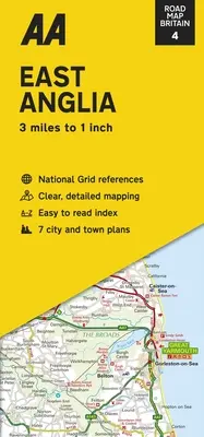 Carte routière de Grande-Bretagne : East Anglia - Road Map Britain: East Anglia