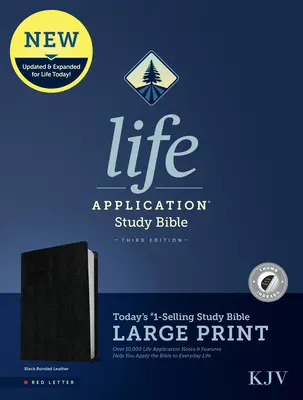 KJV Life Application Study Bible, troisième édition, grands caractères (lettre rouge, cuir collé, noir, index) - KJV Life Application Study Bible, Third Edition, Large Print (Red Letter, Bonded Leather, Black, Indexed)