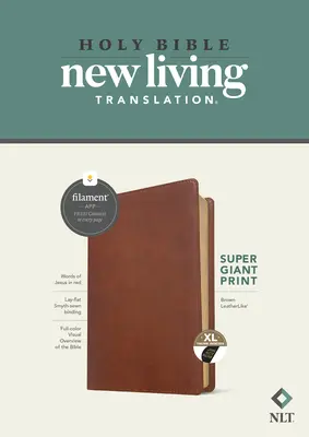 NLT Super Giant Print Bible, Filament Enabled Edition (Red Letter, Leatherlike, Brown, Indexed)