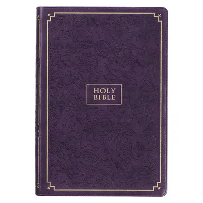 KJV Holy Bible, édition en faux cuir rouge, impression géante, index du pouce et ruban, version du roi Jacques, fleurs violettes - KJV Holy Bible, Giant Print Full-Size Faux Leather Red Letter Edition - Thumb Index & Ribbon Marker, King James Version, Purple Floral