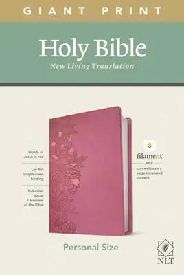 NLT Personal Size Giant Print Bible, Filament Enabled Edition (Lettre rouge, simili-cuir, rose pivoine) - NLT Personal Size Giant Print Bible, Filament Enabled Edition (Red Letter, Leatherlike, Peony Pink)