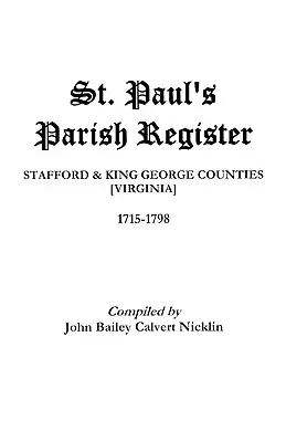 Registre paroissial de St. Paul - St. Paul's Parish Register