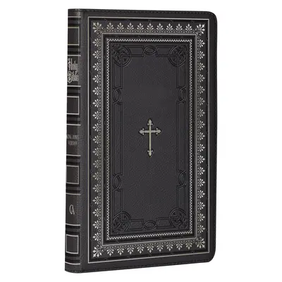 KJV Holy Bible Standard Size Faux Leather Red Letter Edition - Thumb Index & Ribbon Marker, King James Version, Black/Gold Cross