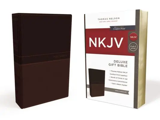 NKJV, Bible cadeau de luxe, simili cuir, havane, édition lettres rouges - NKJV, Deluxe Gift Bible, Imitation Leather, Tan, Red Letter Edition
