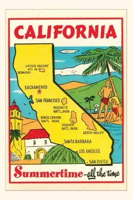 Journal d'époque Carte de la Californie - Vintage Journal Map of California