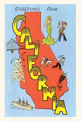 Journal d'époque Greetings from California, Cartoon - The Vintage Journal Greetings from California, Cartoon