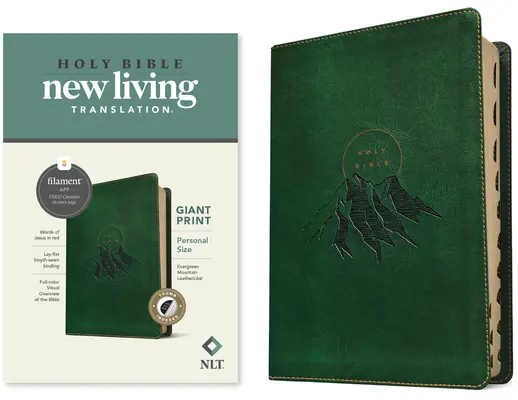 NLT Bible en format personnel à impression géante, édition à base de filaments (cuir, Evergreen Mountain, indexée) - NLT Personal Size Giant Print Bible, Filament Enabled Edition (Leatherlike, Evergreen Mountain, Indexed)