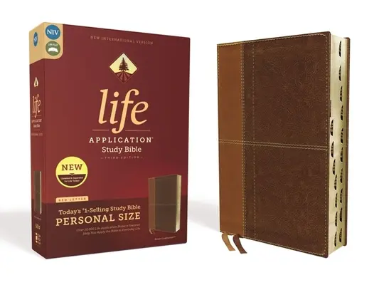 Niv, Bible d'étude Life Application, troisième édition, format personnel, cuir souple, marron, indexée, édition en lettres rouges - Niv, Life Application Study Bible, Third Edition, Personal Size, Leathersoft, Brown, Indexed, Red Letter Edition