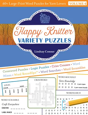 Happy Knitter Variety Puzzles : 60+ Puzzles de mots en gros caractères pour les amateurs de laine - Happy Knitter Variety Puzzles: 60+ Large-Print Word Puzzles for Yarn Lovers